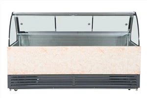 Kulkas Penghitung Daging Pendingin Statis Kaca Melengkung